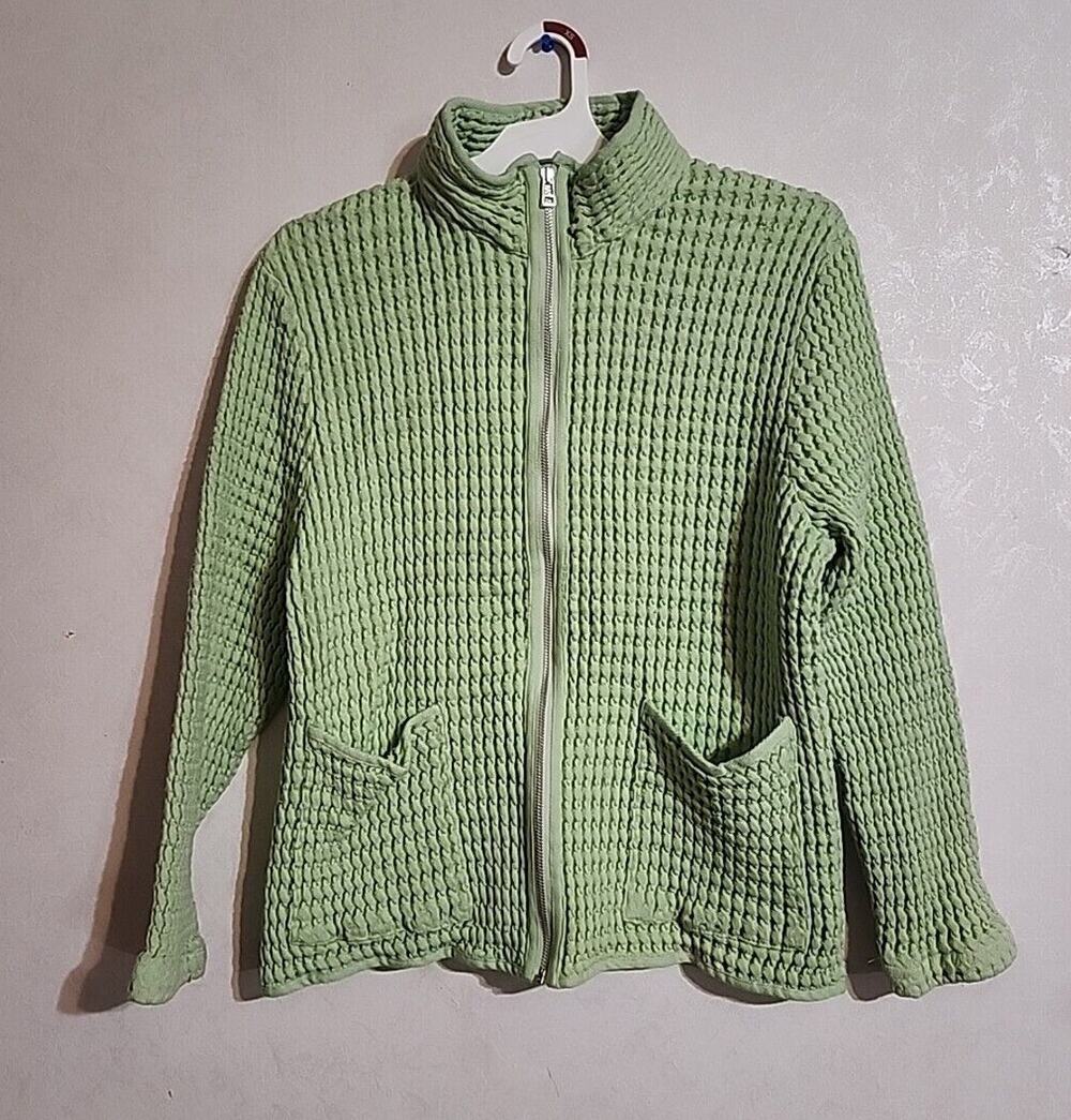 Denim & Co Mint Green Full Zip Jacket Waffled SEE DESCRIPTION FOR MEASUREMENTS